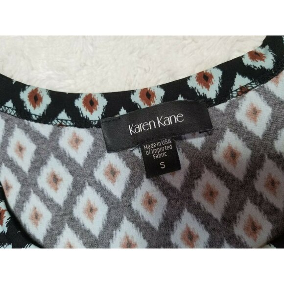 Karen Kane Womens Scoop Neck Geometric Hi-Low Tunic Top Long Sleeve Small Black - Picture 3 of 5